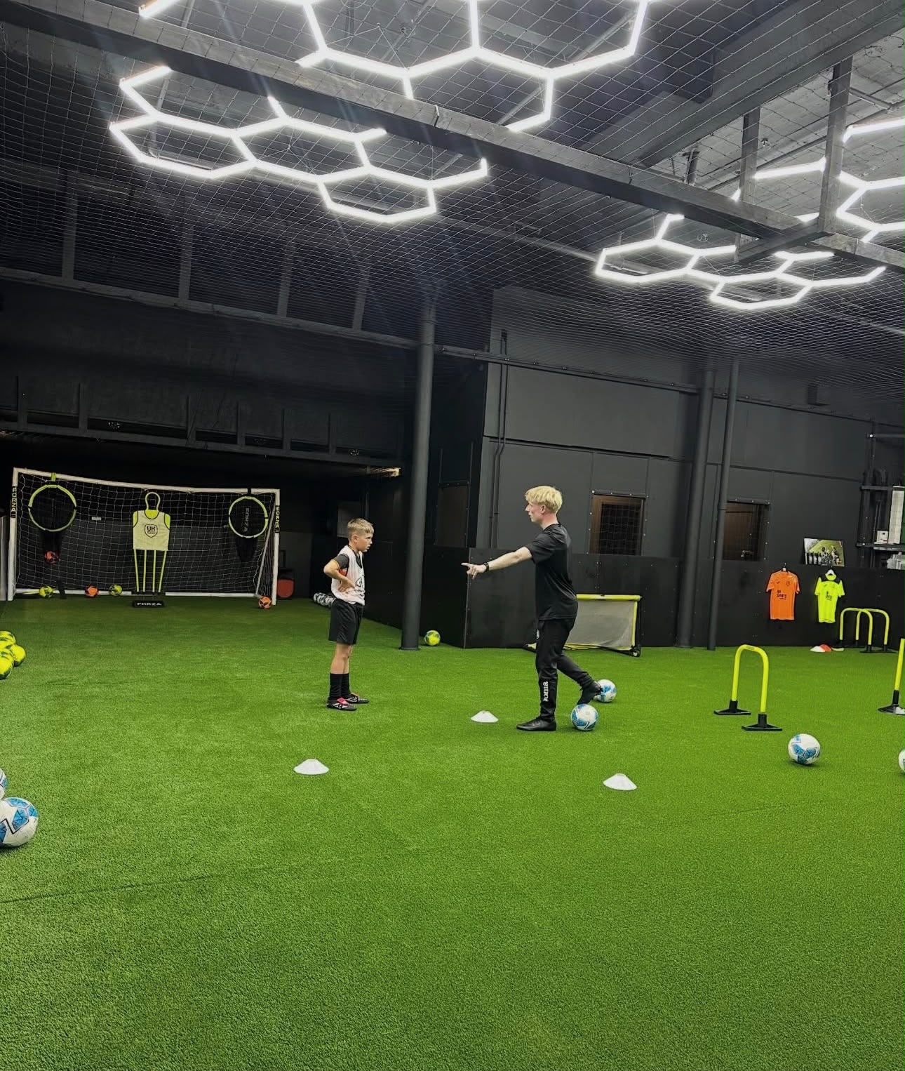 Technical football coaching inside the UK Sports Arena