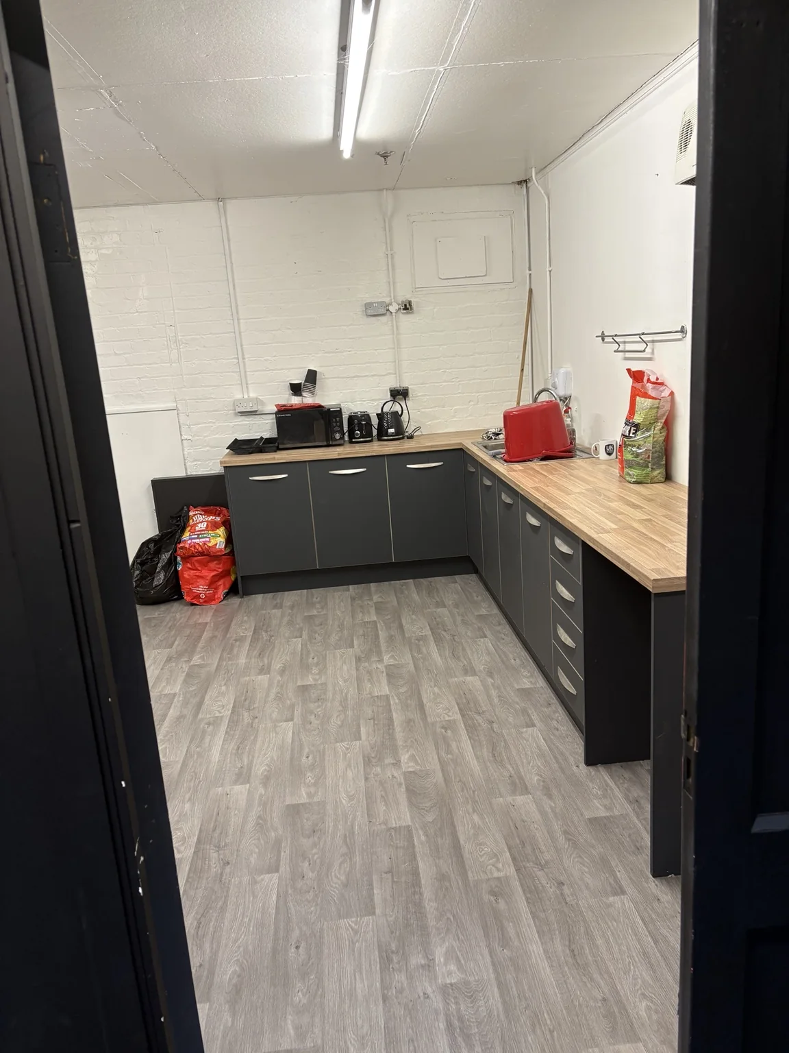 Kitchen and break area at Welkin Mill